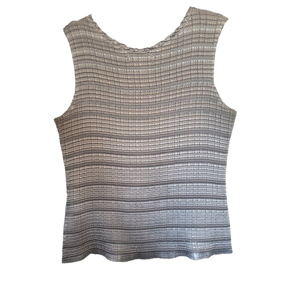 Casual Corner Open Sweater and Tank Top Set Large Gray Textured Sleeveless Knit - Picture 4 of 12